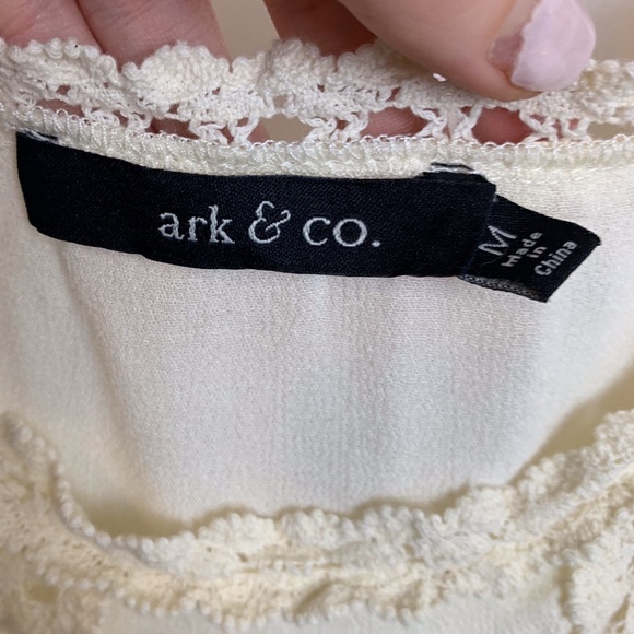 Ark & Co Cream Cold Shoulder Quarter Sleeve Shirt - Picture 4 of 5